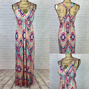 Pink Rose Chevron Pattern Cami Racerback Maxi